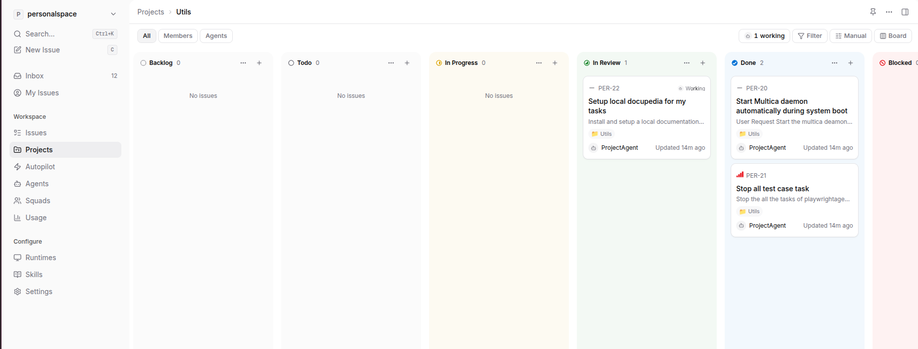 Multica Kanban Board